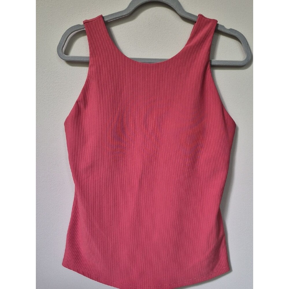 32 Degrees Cool Womens M Ribbed Scoop Neck Bra Shelf Tank Top Pink Sporty Summer